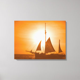 Sailing Aruba Dusk Deep Citrus Haze (Landscape) Canvas Print
