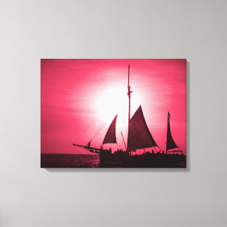 Sailing Aruba Dusk Deep Red Haze (Landscape) Canvas Print