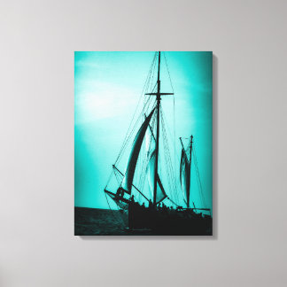 Sailing Aruba Dusk Deep Sea Foam Haze (Portrait) Canvas Print