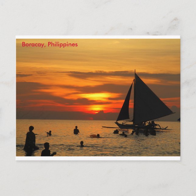 Sailing at Boracay Sunset Postcard (Front)