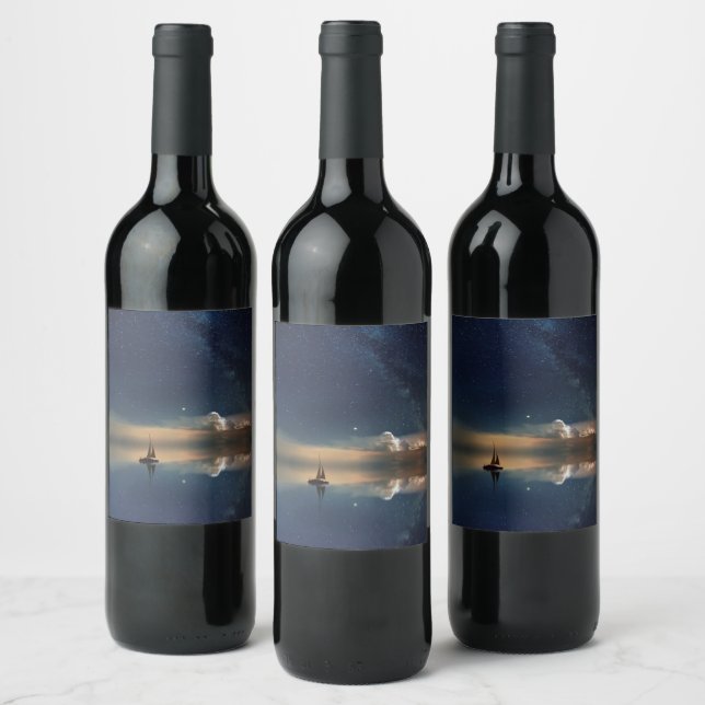 Sailing Away to the Clouds  Wine Label (Bottles)
