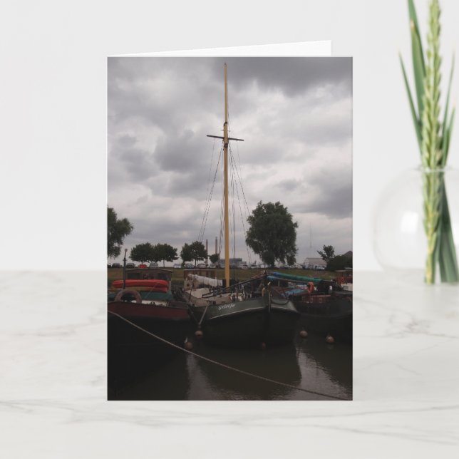 Sailing Barge On A Grey Day Card (Front)