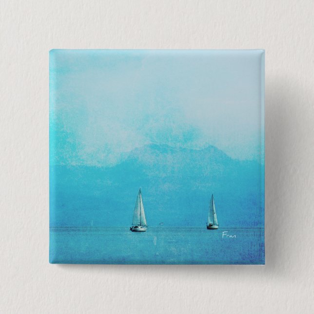 sailing blue 2 inch square button (Front)
