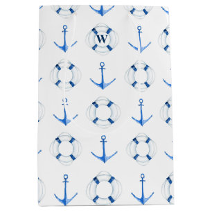 Sailing Blue Anchor and Life Ring Nautical Medium Gift Bag