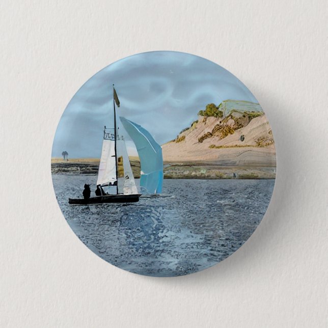 SAILING BOAT 2 INCH ROUND BUTTON (Front)