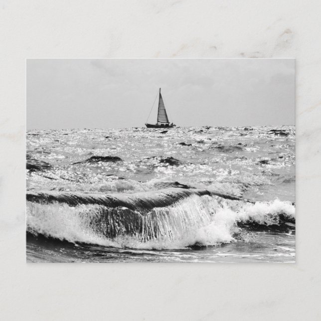 Sailing boat and a beautiful wave postcard (Front)