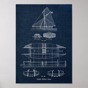 Sailing Boat Blueprint no. 3 Poster