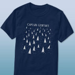 Sailing Boat Captain Personalized T-Shirt<br><div class="desc">Sail boats racing on a sparkling sea.  A fun nautical design for anyone who enjoys sailing.  Original art by Nic Squirrell.  Change the name to customize.</div>