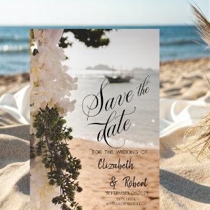 Sailing Boat Flowers Beach Save The Date