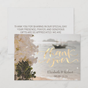 Sailing Boat Flowers Beach Thank You Card