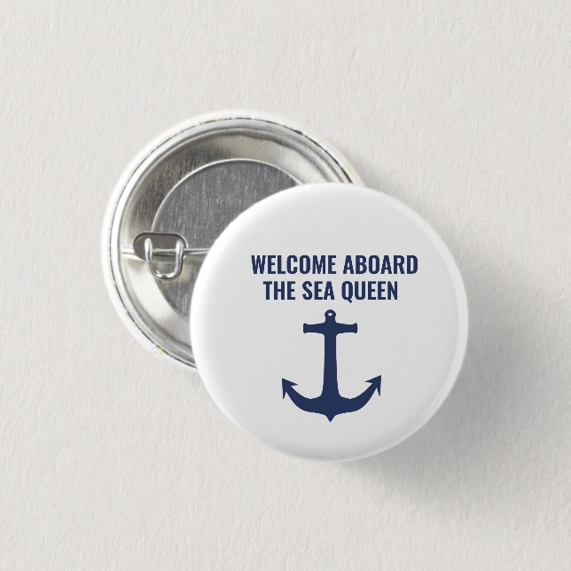 Sailing Boat Gift Welcome Aboard Nautical Anchor 1 Inch Round Button (Front & Back)