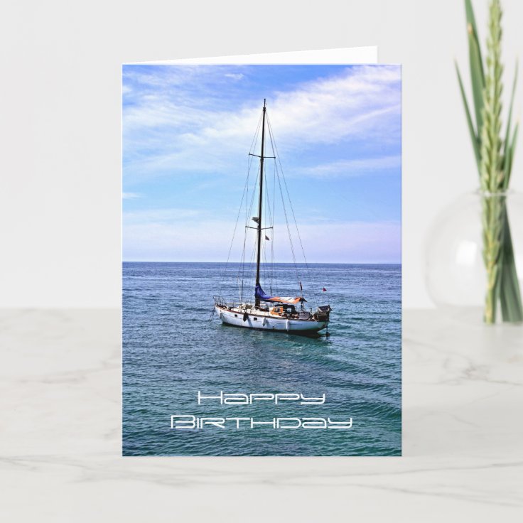 Sailing Boat Happy Birthday Card 