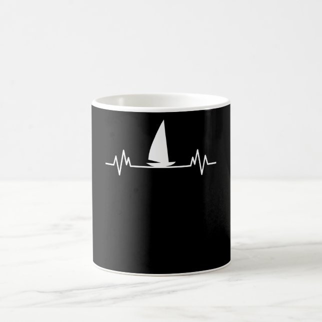 Sailing boat Heartbeat Skipper Fun Catamaran Gift Coffee Mug (Center)