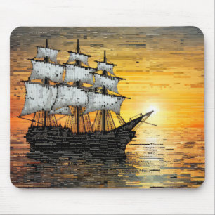 Sailing Boat Marine Art Decor Paint Mouse Pad