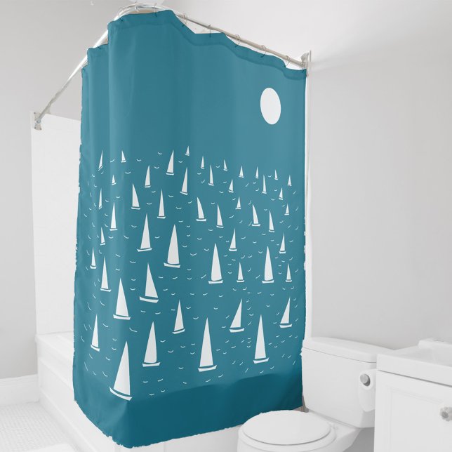 Sailing Boat Nautical (Sailing boat sailboat regatta coastal nautical themed shower curtain)