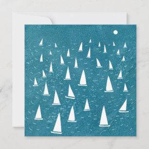 Sailing Boat Seascape Flat Greetings Card
