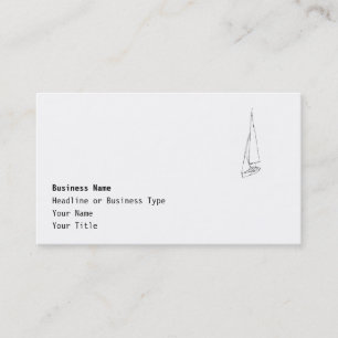 Sailing boat. Sketch in Black and White. Business Card