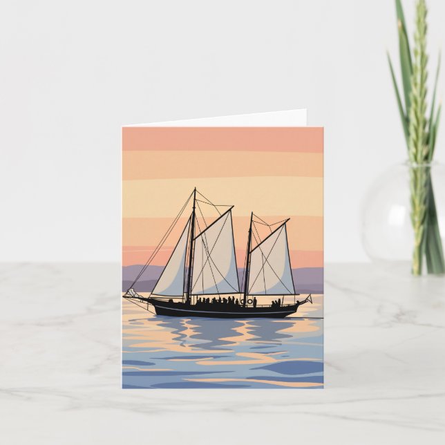 Sailing boat view greeting card (Front)