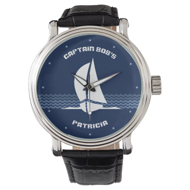 Sailing Boat with customizable Text Watch (Front)