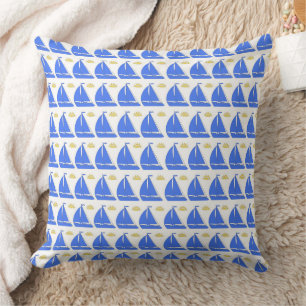 Sailing Boat with white background Throw Pillow