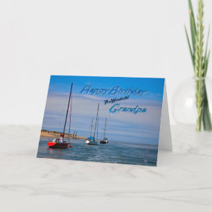 Sailing boats at anchor birthday card for grandpa