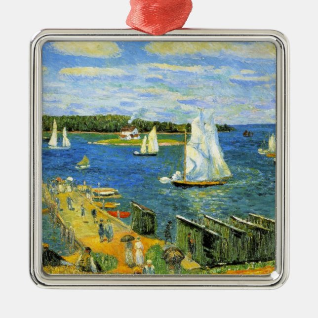Sailing Boats at Mahone Bay in Canada Metal Ornament (Front)