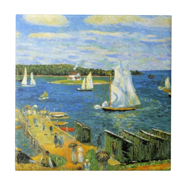 Sailing Boats at Mahone Bay in Canada Tile (Front)