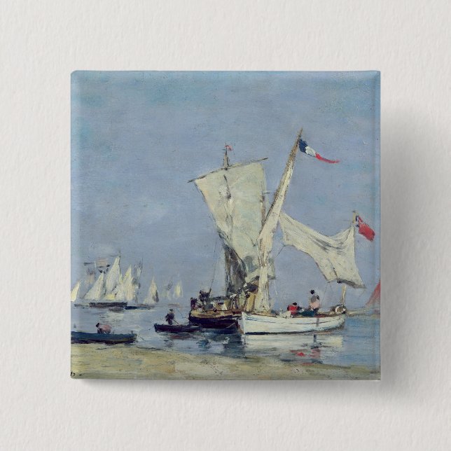 Sailing Boats, c.1869 2 Inch Square Button (Front)