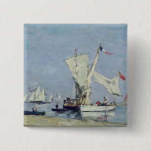 Sailing Boats, c.1869 2 Inch Square Button