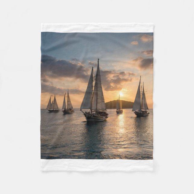 Sailing Boats Fleece Blanket (Front)
