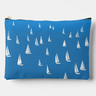 Sailing Boats in deep blue Sea - Regatta Sailboats Accessory Pouch