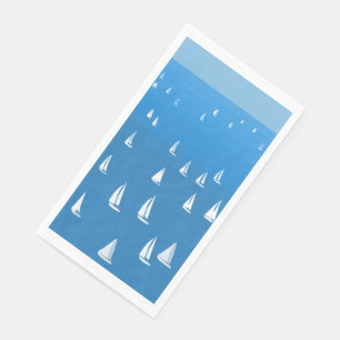 Sailing Boats in deep blue Sea - Regatta Sailboats Napkin