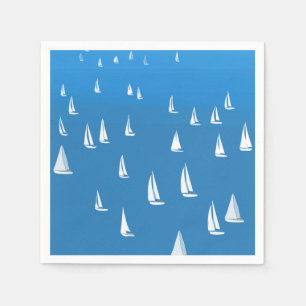 Sailing Boats in deep blue Sea - Regatta Sailboats Napkin