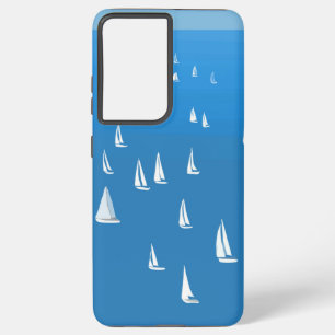 Sailing Boats in deep blue Sea - Regatta Sailboats Samsung Galaxy Case
