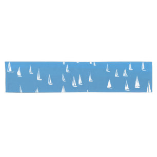 Sailing Boats in deep blue Sea - Regatta Sailboats Short Table Runner