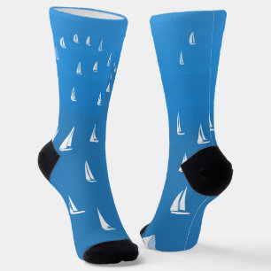 Sailing Boats in deep blue Sea - Regatta Sailboats Socks
