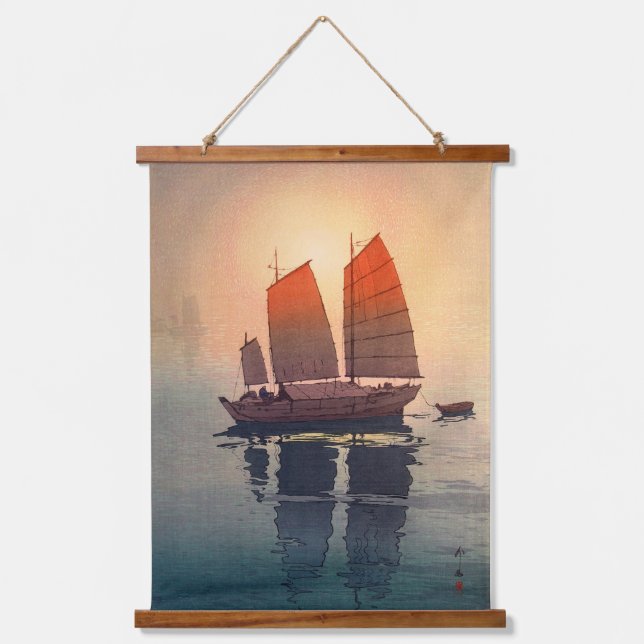 Sailing Boats Morning, Hiroshi Yoshida Hanging Tapestry (Front)