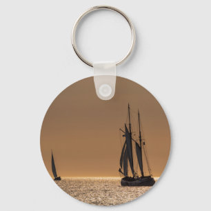 Sailing boats on shore of the Baltic Sea Keychain