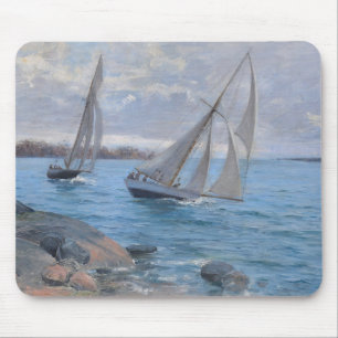 Sailing Boats on the River Mouse Pad