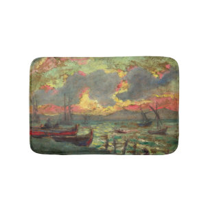 Sailing Boats on the Shore (by Kimon Loghi) Bath Mat