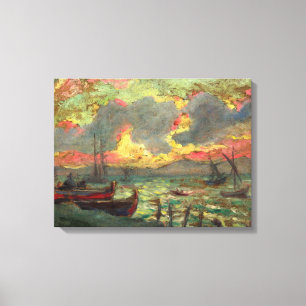 Sailing Boats on the Shore (by Kimon Loghi) Canvas Print