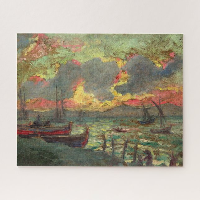 Sailing Boats on the Shore (by Kimon Loghi) Jigsaw Puzzle (Horizontal)