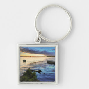 Sailing Boats Reflection From The Sunset Keychain