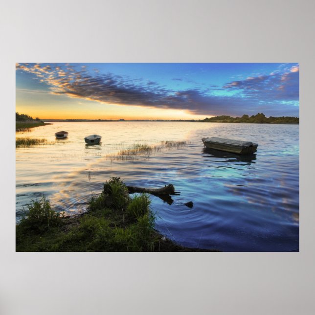 Sailing Boats Reflection From The Sunset Poster (Front)