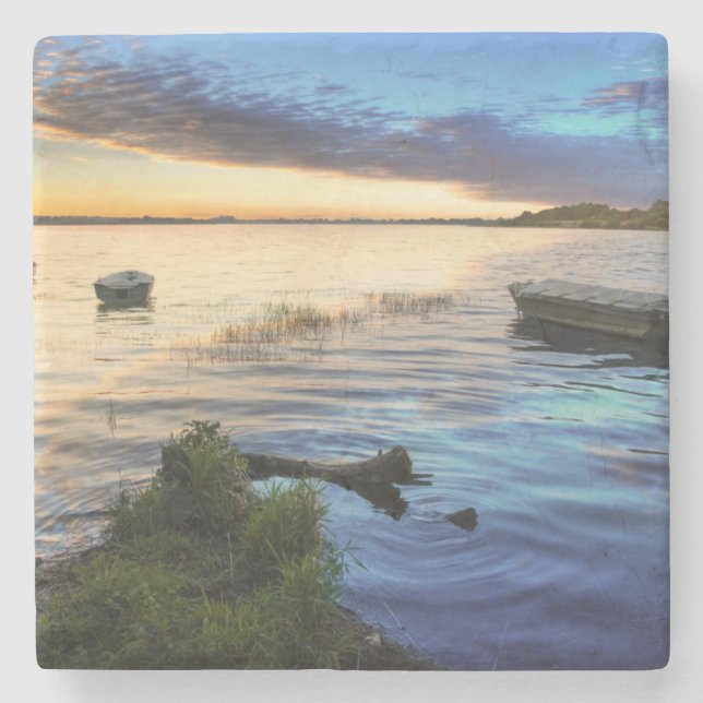 Sailing Boats Reflection From The Sunset Stone Coaster (Front)