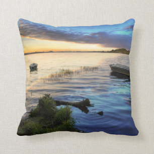 Sailing Boats Reflection From The Sunset Throw Pillow