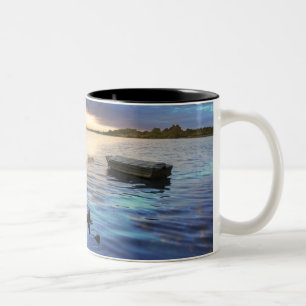 Sailing Boats Reflection From The Sunset Two-Tone Coffee Mug