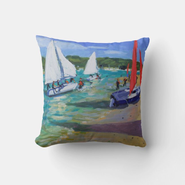 Sailing Boats Throw Pillow (Front)