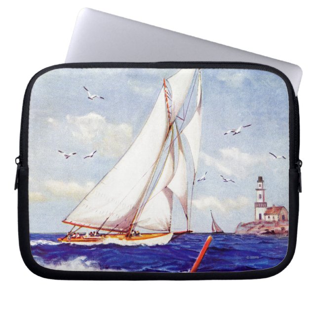 Sailing By The Lighthouse by Albert B. Marks Laptop Sleeve (Front)