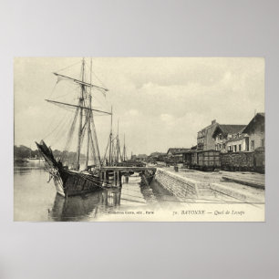 Sailing cargo ships, Bayonne, France Poster